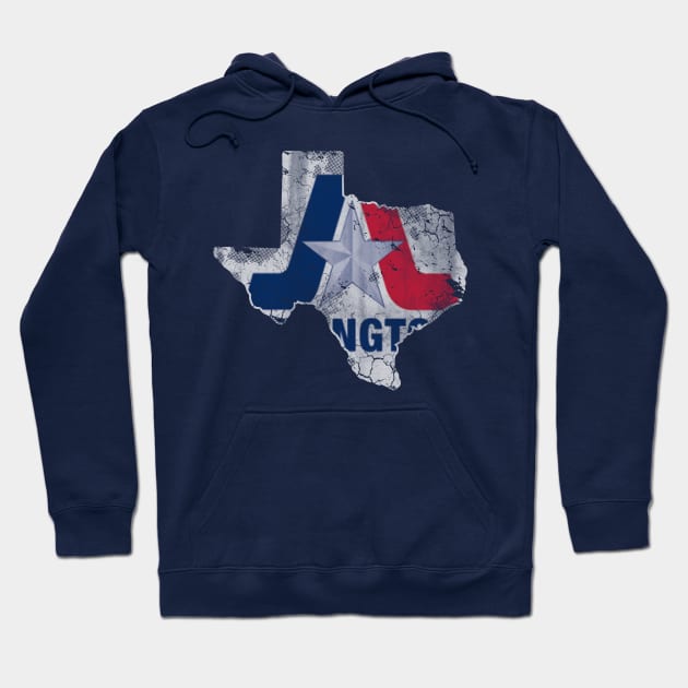 Arlington Texas Flag Map Vintage Fade Hoodie by E